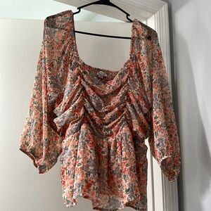 AE Chiffon Ruched Babydoll Top